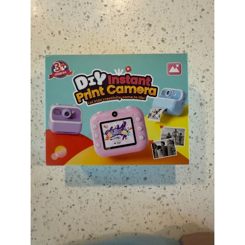 Kids Instant Print Camera Pink Digital Camera for Children Thermal Photo Printer